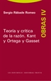 Portada del libro Teoría y crítica de la razón. Kant y Ortega y Gasset