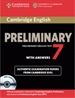 Portada del libro Cambridge English Preliminary 7 Student's Book Pack (Student's Book with Answers and Audio CDs (2))