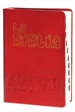 Portada del libro La Biblia Latinoamérica [letra grande] simil-piel roja, con uñeros