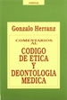 Portada del libro Comentarios al código de ética y deontología médica