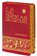 Portada del libro La Biblia Latinoamérica [letra grande] simil-piel roja, canto dorado, con uñeros