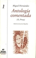 Portada del libro Antología comentada de Miguel Hernández. Tomo II, teatro, prosa y epistolario