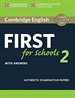 Portada del libro Cambridge English First for Schools 2 Student's Book with answers