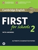 Portada del libro Cambridge English First for Schools 2 Student's Book with answers and Audio