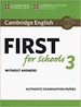 Portada del libro Cambridge English First for Schools 3 Student's Book without Answers