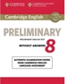 Portada del libro Cambridge English Preliminary 8 Student's Book without Answers