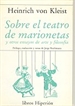 Portada del libro Sobre el teatro de marionetas y otros ensayos de arte y filosofía