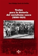Portada del libro Textos para la historia del socialismo vasco (1890-1921)