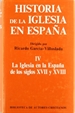 Portada del libro Historia de la Iglesia en España. IV: La Iglesia en la España de los siglos XVII-XVIII