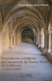 Portada del libro Precedents i orígens del monestir de Santa Maria de Vallbona (1154-1185)
