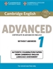 Portada del libro Cambridge English Advanced 1 for Revised Exam from 2015 Student's Book without Answers
