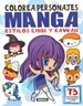 Portada del libro Colorea personajes manga estilos chibi y kawaii